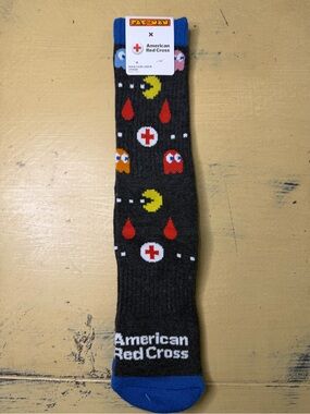 American Red Cross x Pac-Man Men's Black Novelty Socks - Yellow & Red Accents